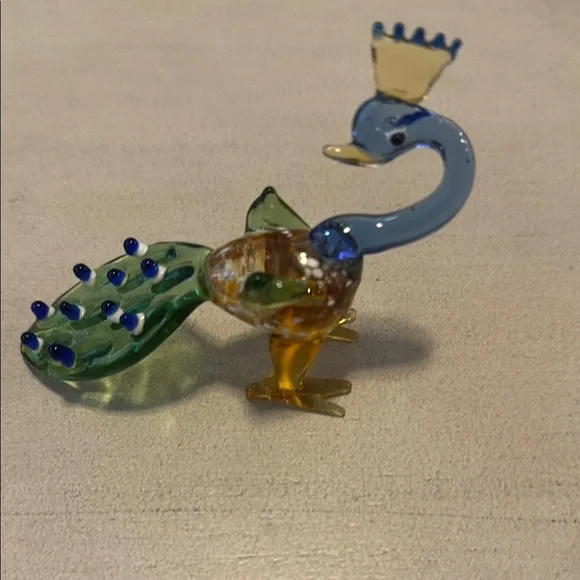 Colorful Glass Peacock Figurine - Picture 2 of 4